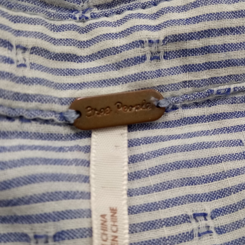 NWOT Free People Blue White Striped Top - Picture 7 of 8